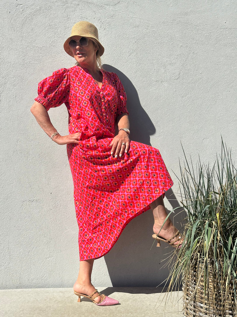 Gaspar Tunø flower dress pink