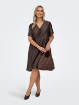 Only Carmakoma Cecilia v-neck dress  brown