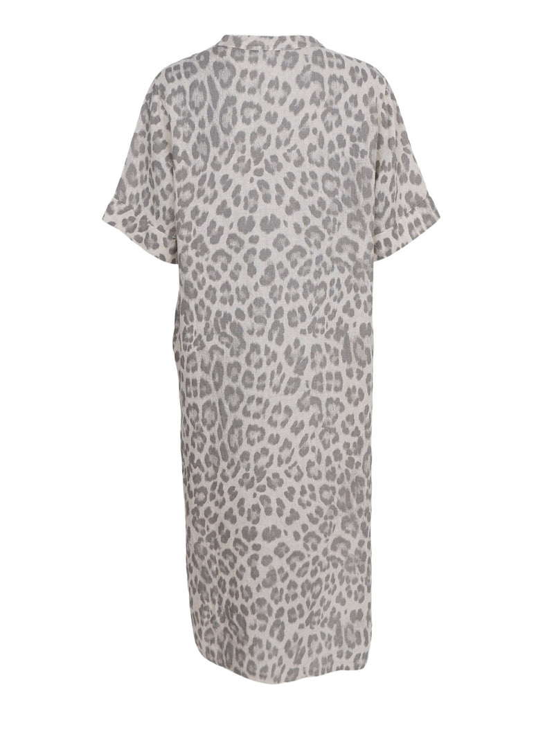 Black Colour Melina long linen dress leo