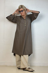 Gaspar Mumbai poplin dress brown