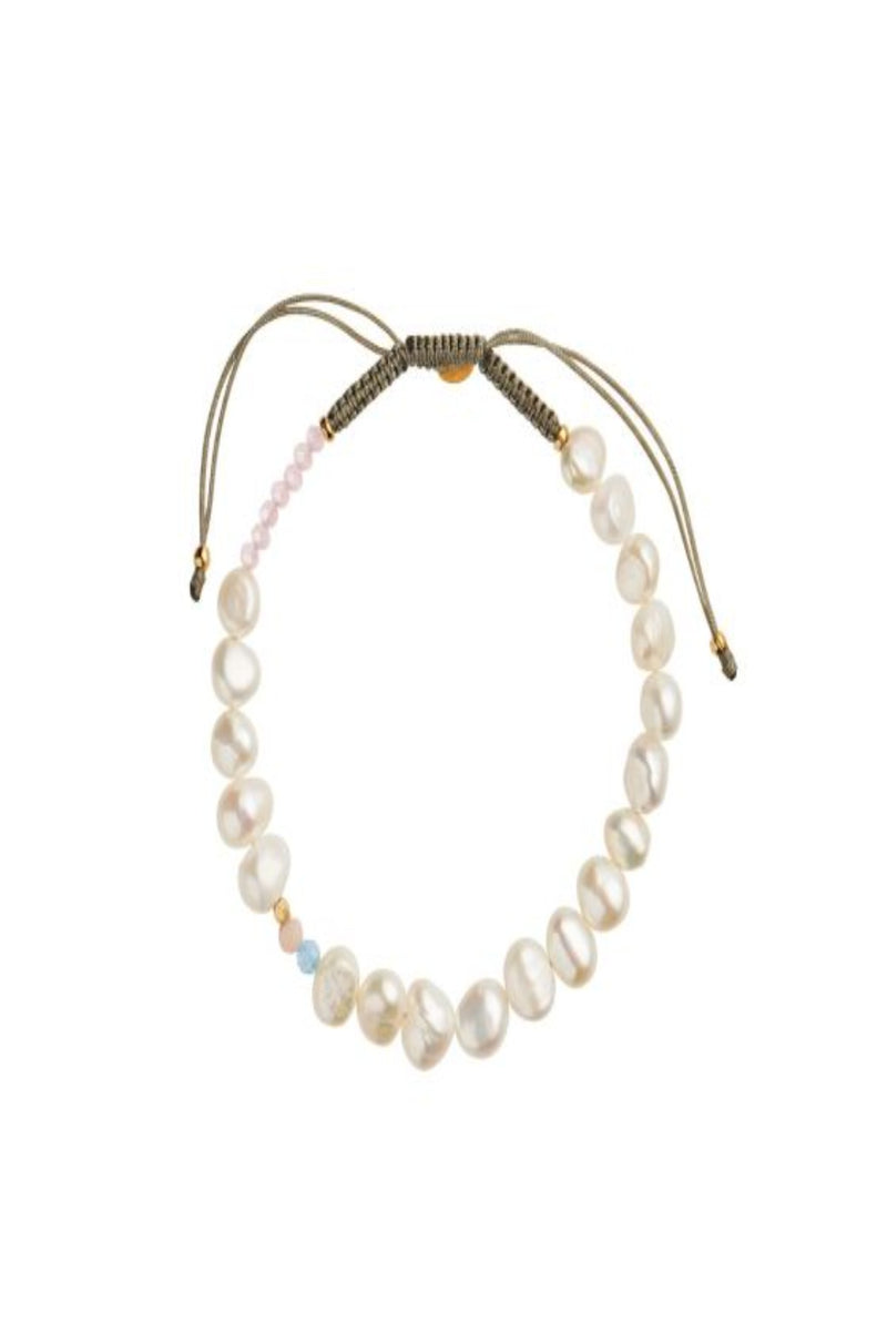 Stine A Perlie Creme Armbånd - Blue and Pink Stone