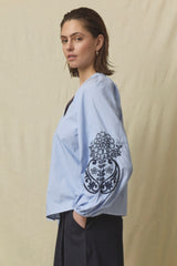 Love & Divine love1529 blue stripe shirt