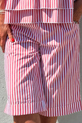Gaspar Honolulu poplin shorts red stripe
