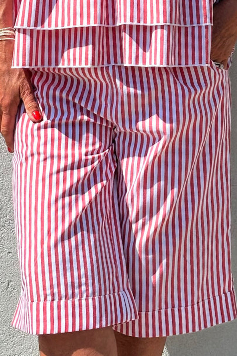 Gaspar Honolulu poplin shorts red stripe