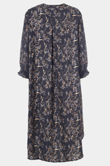 Gozzip Valdis dress black with grey brown flowers