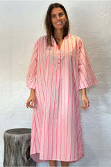 Gaspar Mumbai stripe dress rose