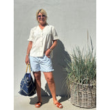 Gaspar Honolulu frill shorts light blue stripe