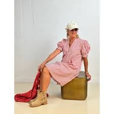 Gaspar Tunø short stripe dress red