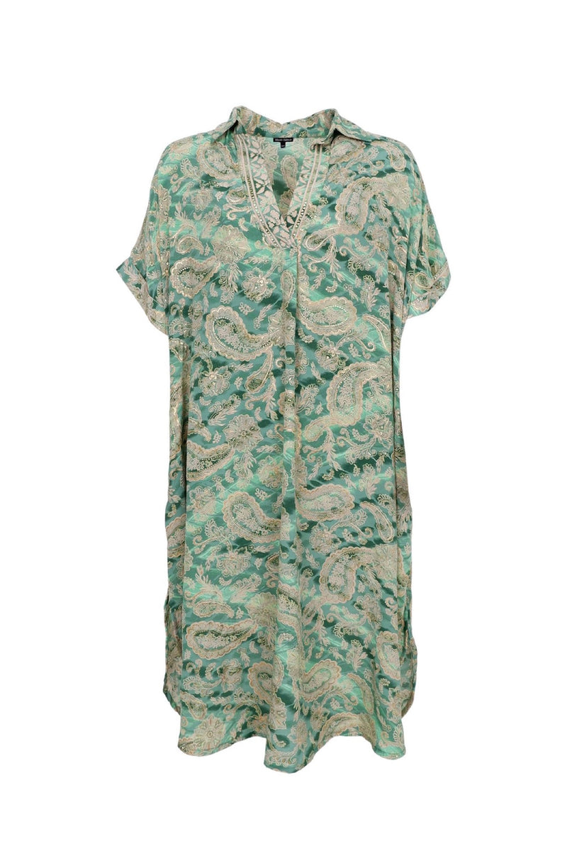 Black Colour Luna kaftan tunic floral green