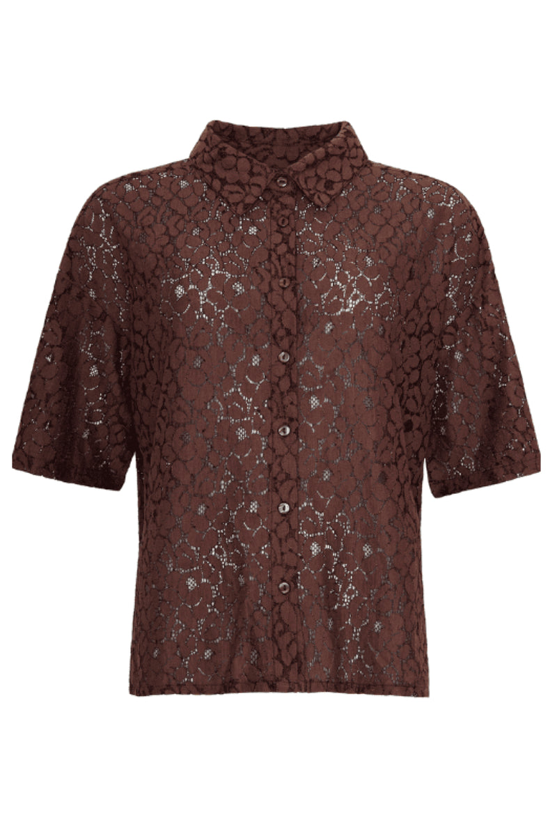 Ofelia Etta lace  shirt brown