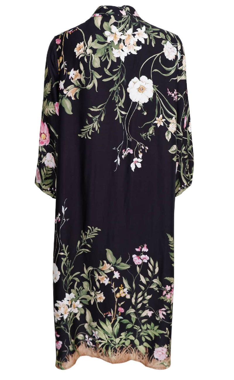 Black Colour Zennia flower dress black flower