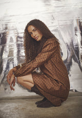 Love & Divine dress with polka dots brown