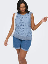 Only Carmakoma Gelina o-neck top faded denim blue