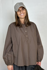Gaspar Læsø poplin shirt brown