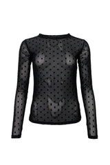 Black Colour Jennie dotted mesh blouse black