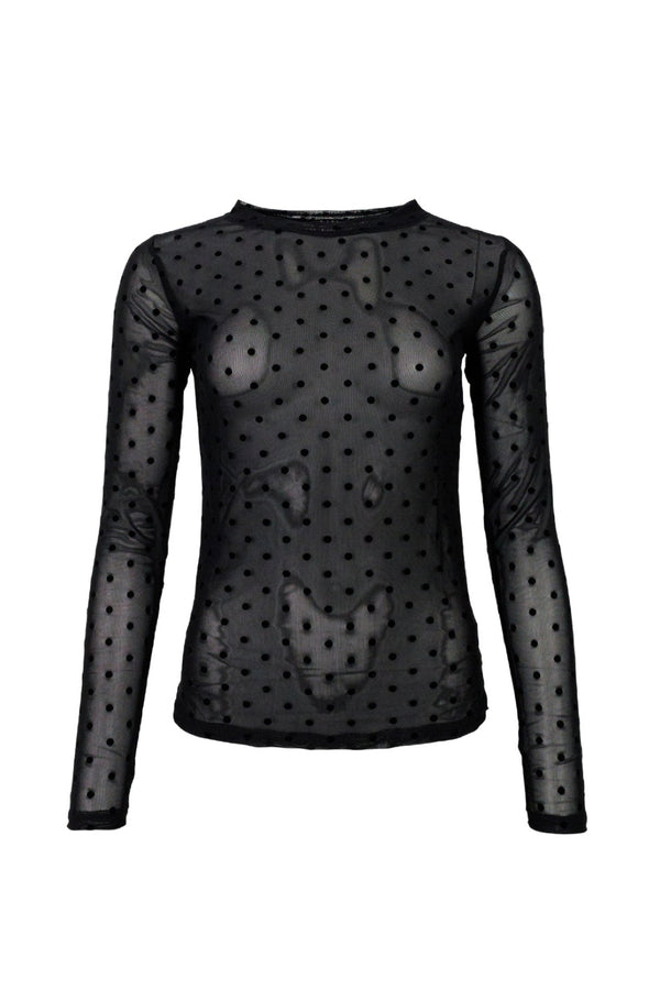 Black Colour Jennie dotted mesh blouse black