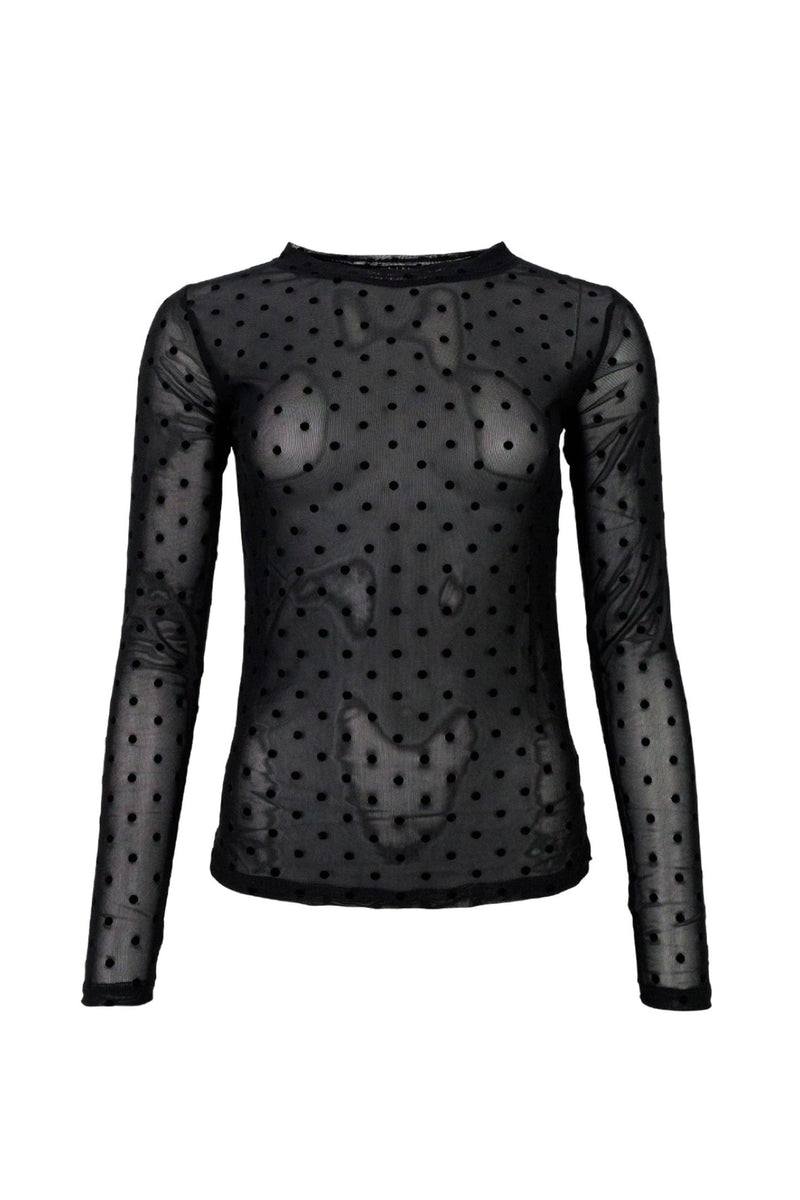 Black Colour Jennie dotted mesh blouse black