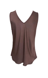 Black Colour Mabel double v-neck top coffee