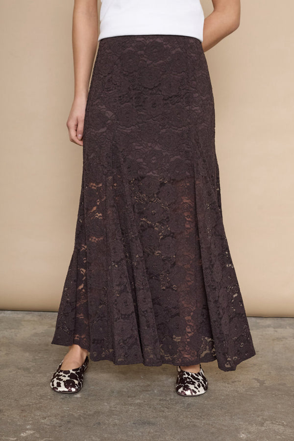Love & Divine lace skirt chocolate