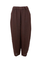 Black Colour Melina barrel linen pant coffee