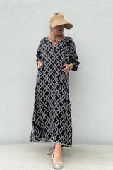 Gaspar Athen print kaftan black