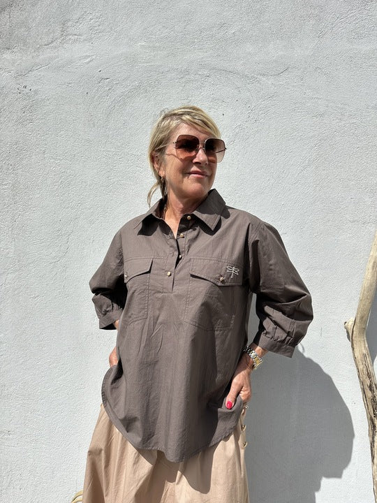 Gaspar Shirt Oslo Poplin Brown