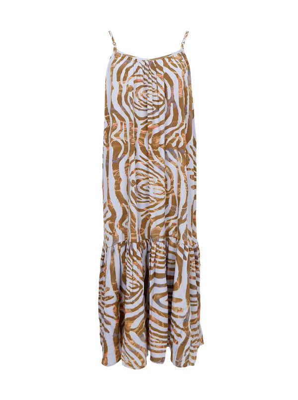 Black Colour panel strap dress blue zebra
