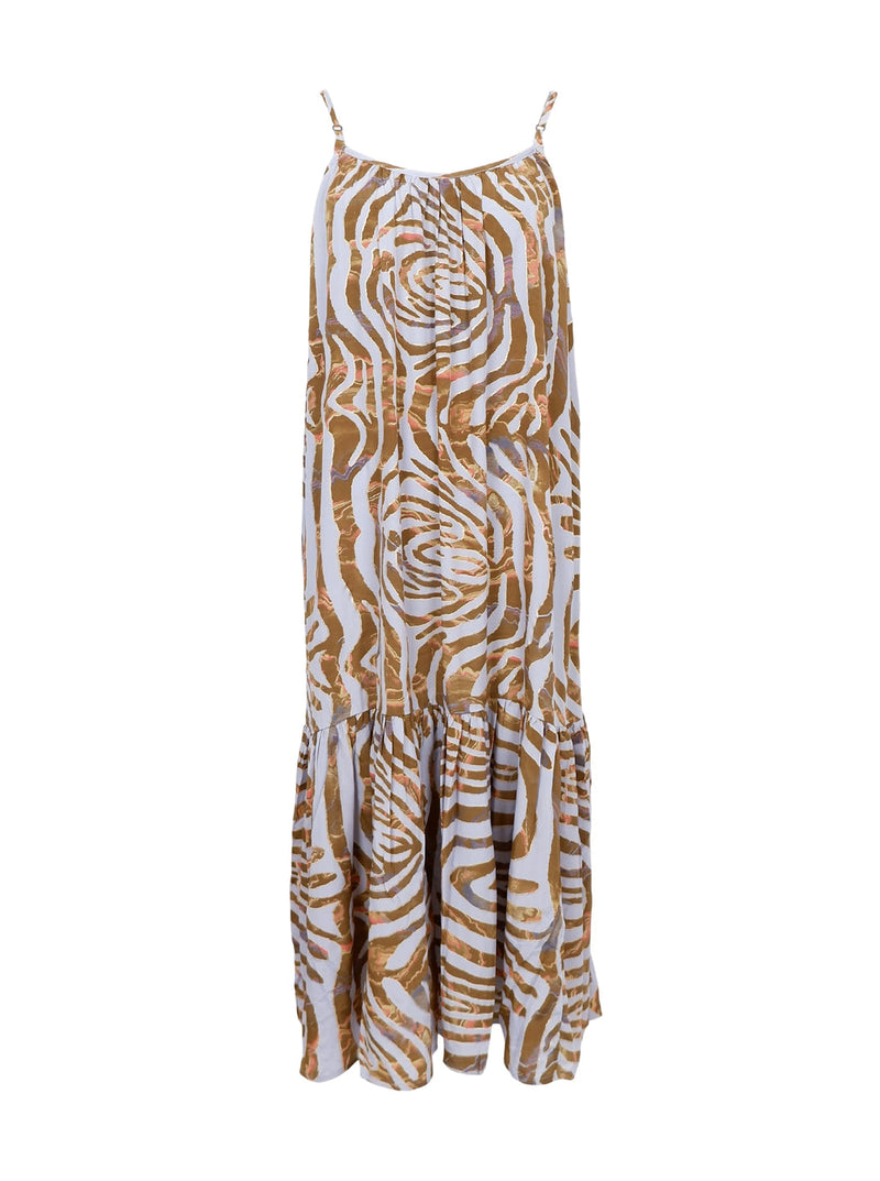 Black Colour panel strap dress blue zebra