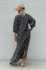 Gaspar Athen print kaftan black