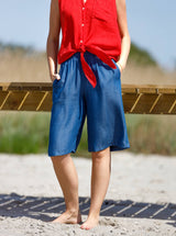 Black Colour Pueblo tencel shorts jeans blue