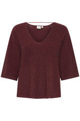 Ichi Cody knit with lurex fig bordeaux