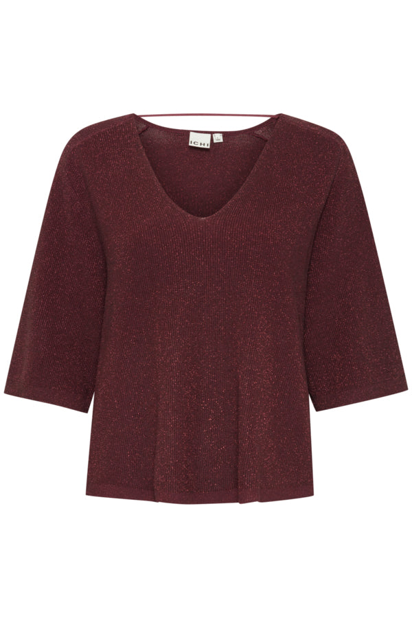 Ichi Cody knit with lurex fig bordeaux