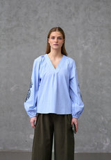 Love & Divine love1529 blue stripe shirt