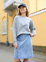 Black Colour Russel short wrap skirt light denim blue