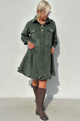 Gaspar Rio Corduroy dress bottle green