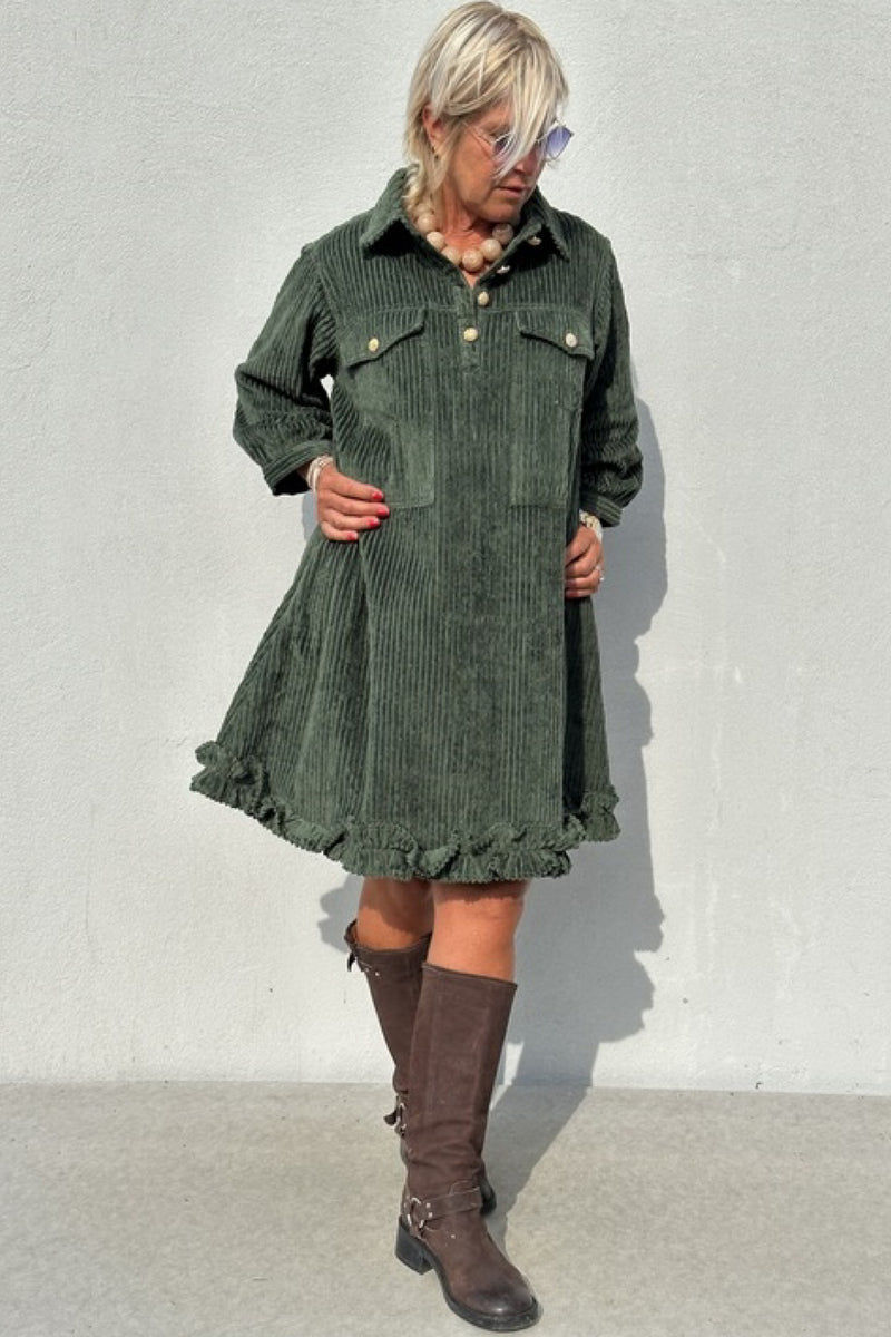 Gaspar Rio Corduroy dress bottle green