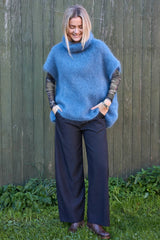 Black Colour Bjoerk Rollneck Vest Jeans Blue