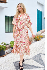 Black Colour Zelene raglan dress coral