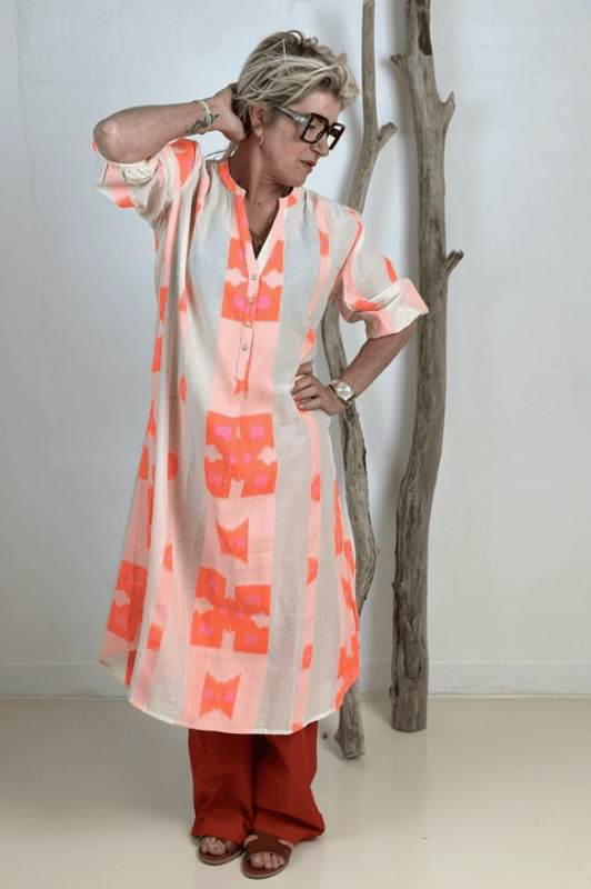 Gaspar Love jaquard dress orange