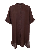 Black Colour Melina linen tunic coffee