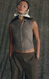 Love & Divine  vest with zipper grey melange
