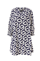 Gozzip Meta tunic blue offwhite print