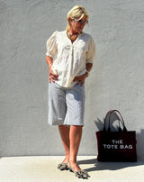 Gaspar Honolulu bermuda poplin shorts blue stripe