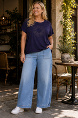 Gozzip Gitte t-shirt with stones navy