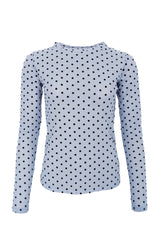 Black Colour Jennie dotted mesh blouse jeans blue