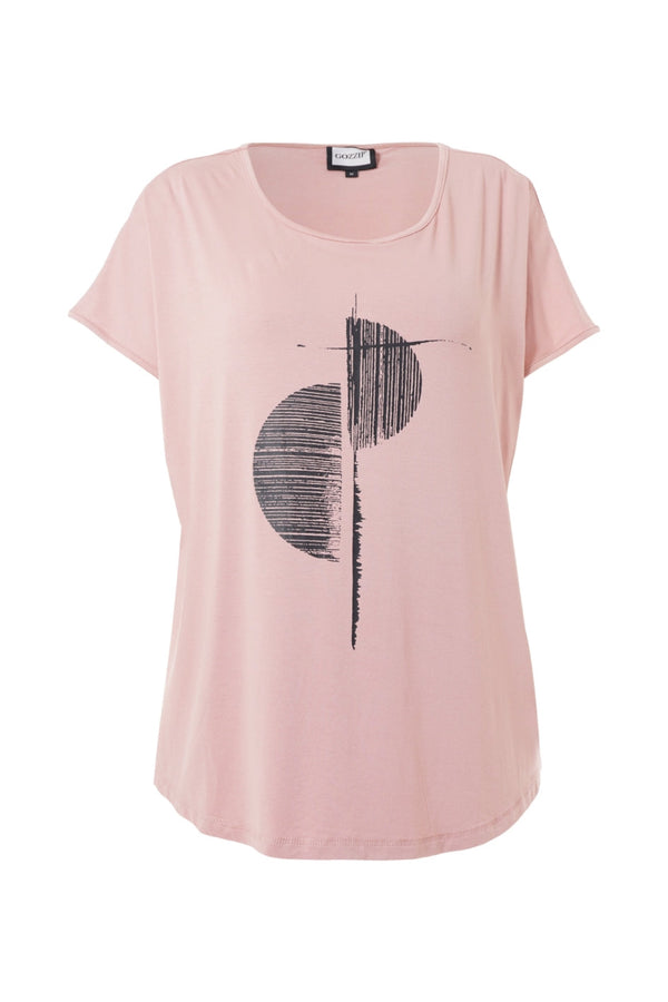 GOZZIP Gitte t-shirt with print Peach rose
