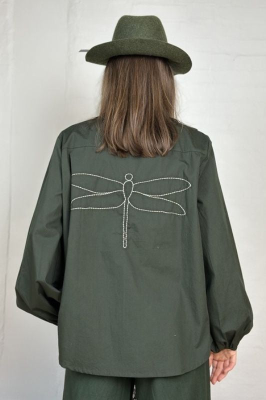 Gaspar Læsø poplin shirt dark green
