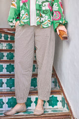 Black Colour Ally Barrel Pant Creme