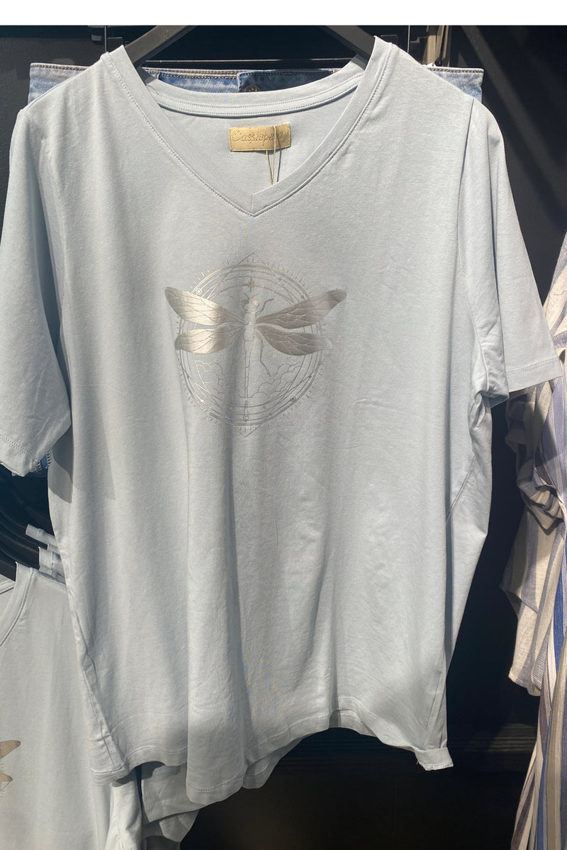 Cassiopeia  Maritta t-shirt foil silver print light blue