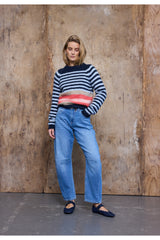 Pulz Anni jeans barrel leg medium blue denim